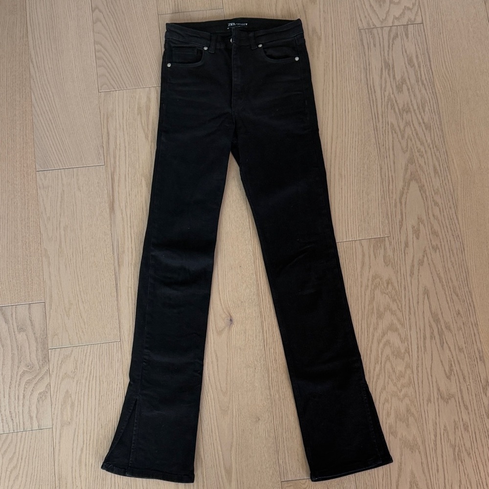 Zara | Flare Slit Black Jeans